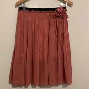 YA Los Angeles Rose silk blend pleated skirt Sz L EUC